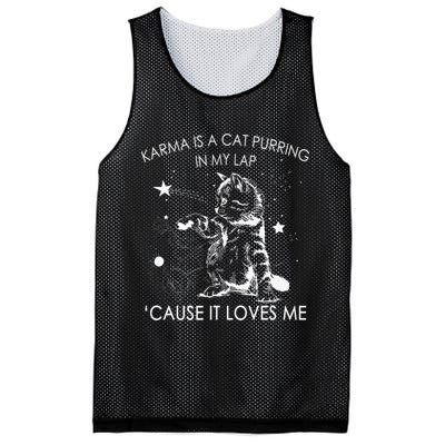 Karma Is A Cat Purring In My Lap Cause It Loves Me Cat Lover Mesh Reversible Basketball Jersey Tank