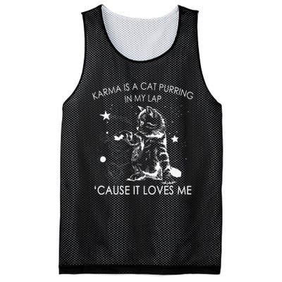 Karma Is A Cat Purring In My Lap Cause It Loves Me Cat Lover Mesh Reversible Basketball Jersey Tank