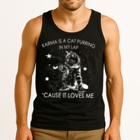 Karma Is A Cat Purring In My Lap Cause It Loves Me Cat Lover Tank Top