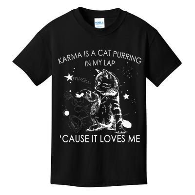 Karma Is A Cat Purring In My Lap Cause It Loves Me Cat Lover Kids T-Shirt