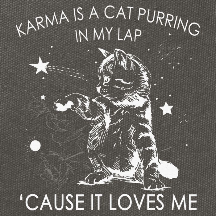 Karma Is A Cat Purring In My Lap Cause It Loves Me Cat Lover Cotton Canvas Backpack