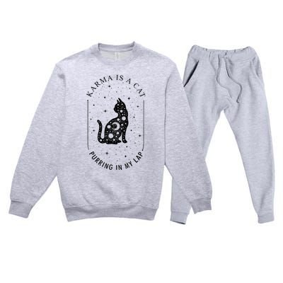 Karma Is A Cat Purring In My Lap Premium Crewneck Sweatsuit Set