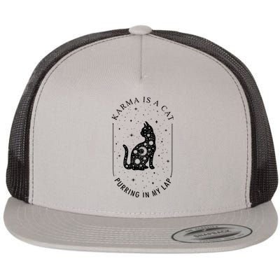 Karma Is A Cat Purring In My Lap Flat Bill Trucker Hat