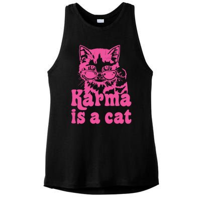 Karma Is A Cat Funny Karma Ladies PosiCharge Tri-Blend Wicking Tank