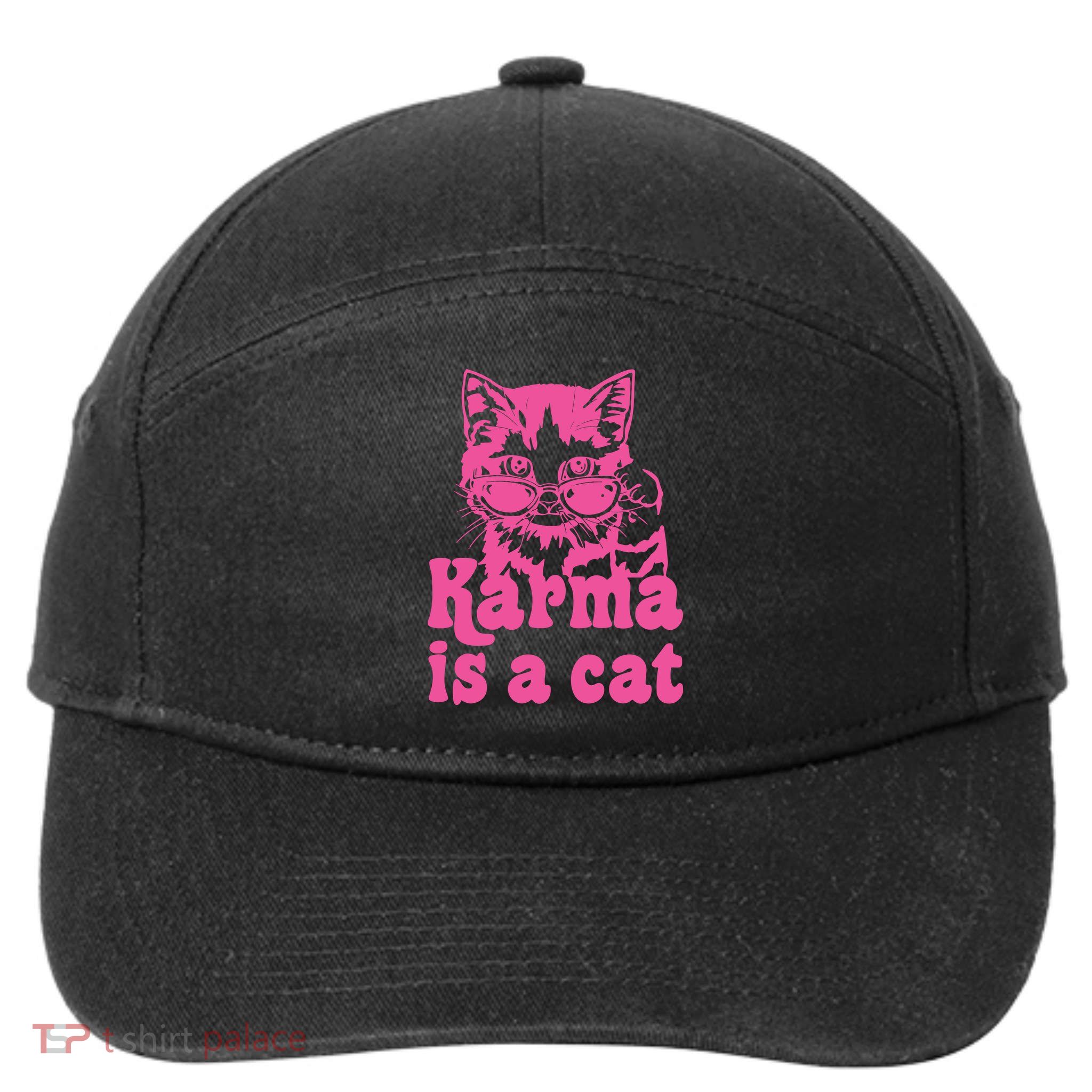 Karma Is A Cat Funny Karma 7-Panel Snapback Hat