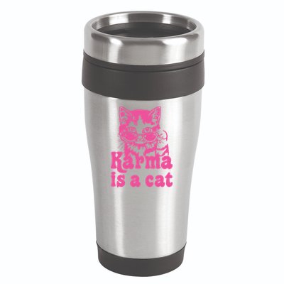 Karma Is A Cat Funny Karma 16oz Travel Tumbler