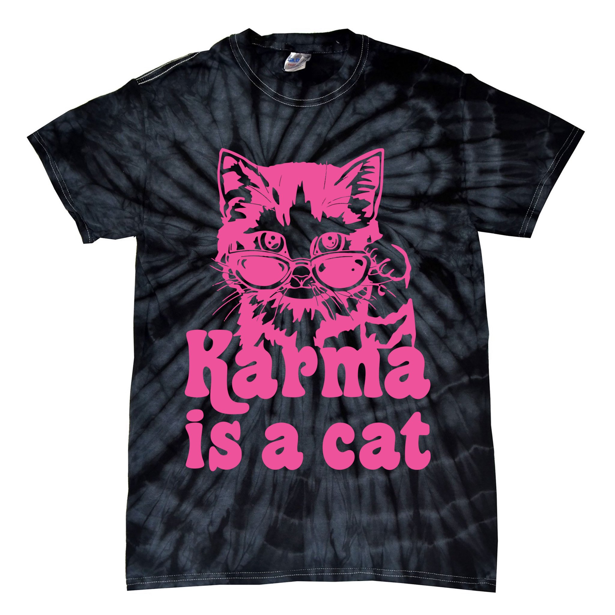 Karma Is A Cat Funny Karma Tie-Dye T-Shirt