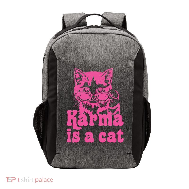 Karma Is A Cat Funny Karma Vector Backpack