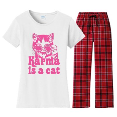 Karma Is A Cat Funny Karma Women's Flannel Pajama Set