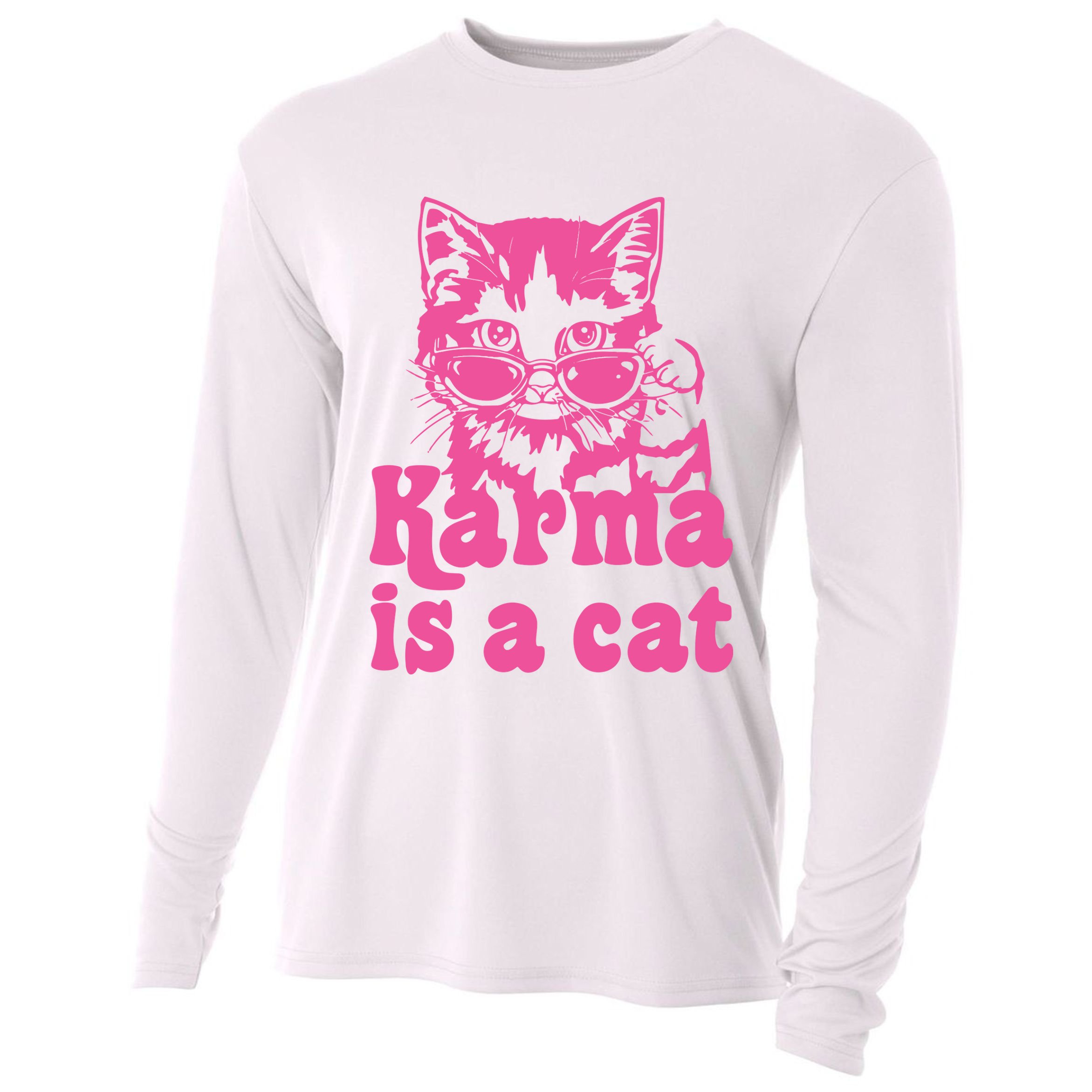 Karma Is A Cat Funny Karma Cooling Performance Long Sleeve Crew