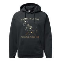 karma is a cat purring in my lap karma Performance Fleece Hoodie