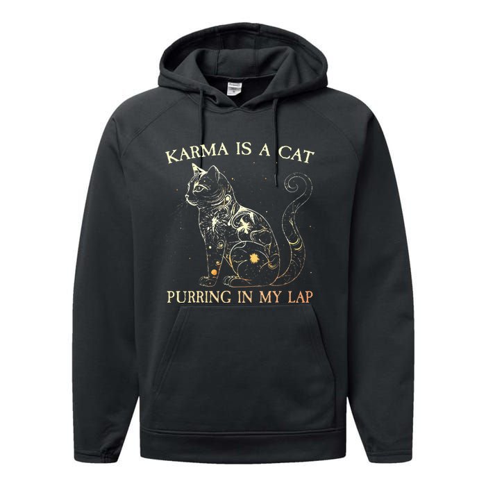 karma is a cat purring in my lap karma Performance Fleece Hoodie