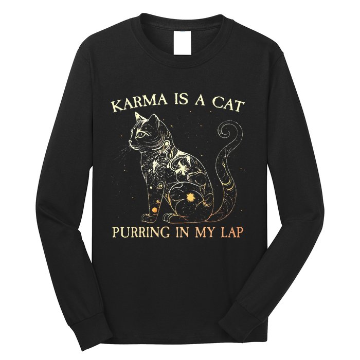 karma is a cat purring in my lap karma Long Sleeve Shirt