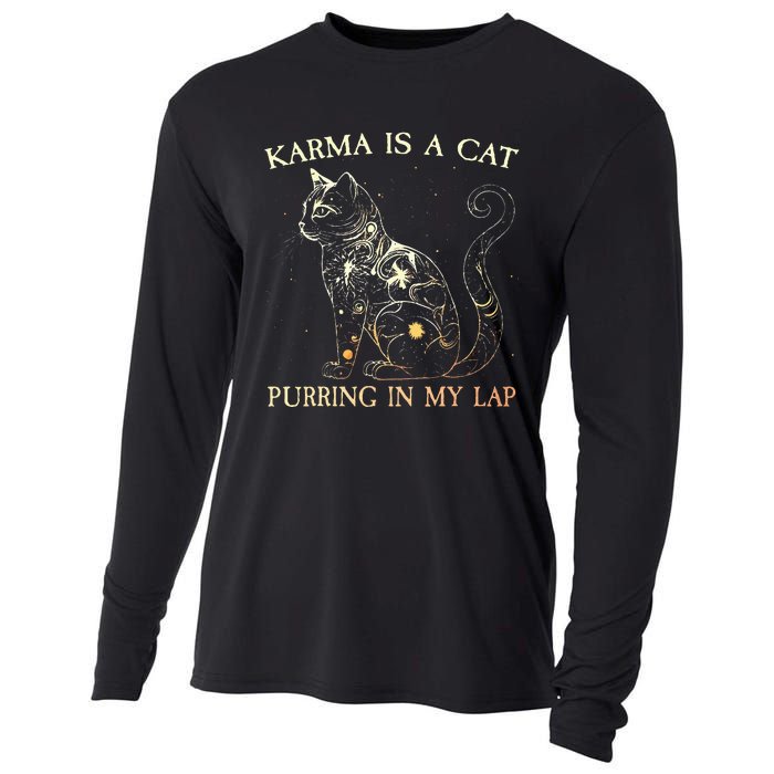 karma is a cat purring in my lap karma Cooling Performance Long Sleeve Crew