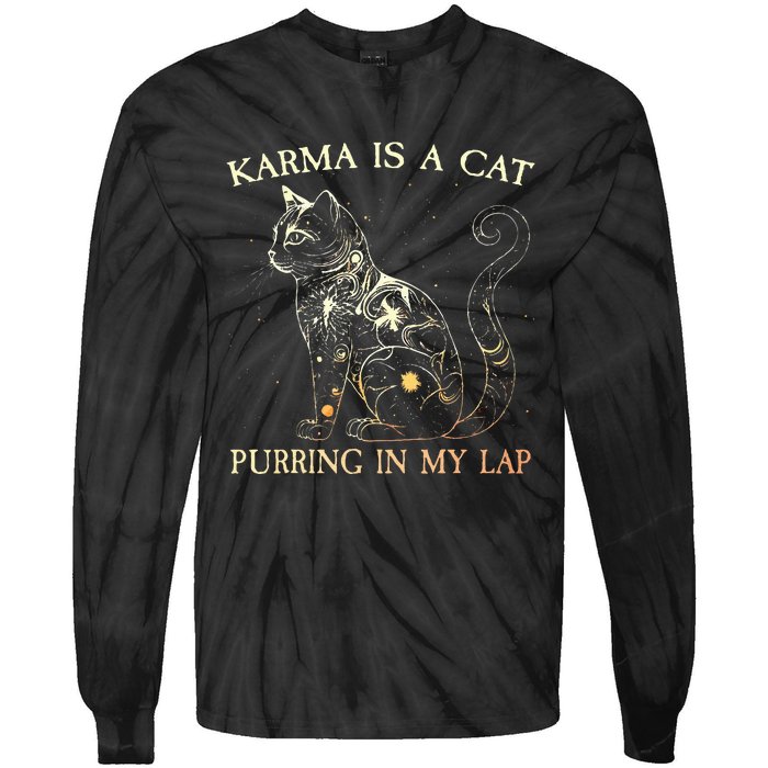 karma is a cat purring in my lap karma Tie-Dye Long Sleeve Shirt