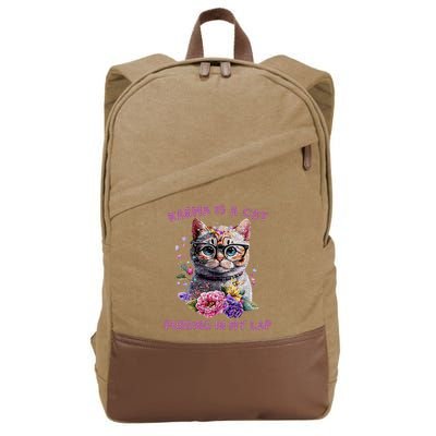 Karma Is A Cat Purring In My Lap Cotton Canvas Backpack