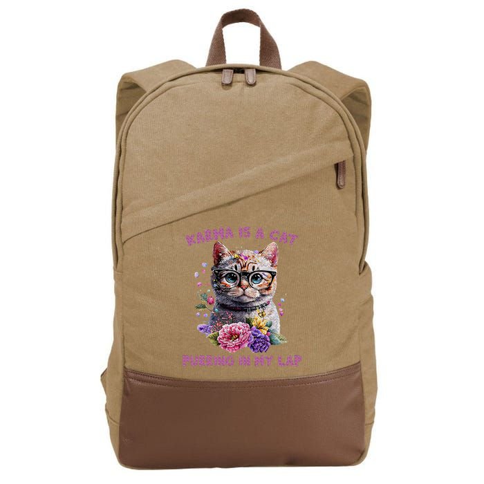 Karma Is A Cat Purring In My Lap Cotton Canvas Backpack