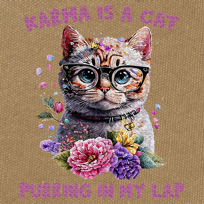 Karma Is A Cat Purring In My Lap Cotton Canvas Backpack