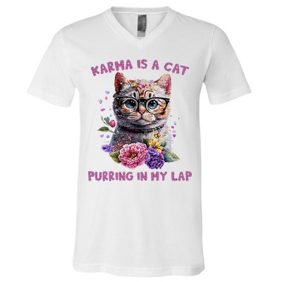 Karma Is A Cat Purring In My Lap V-Neck T-Shirt
