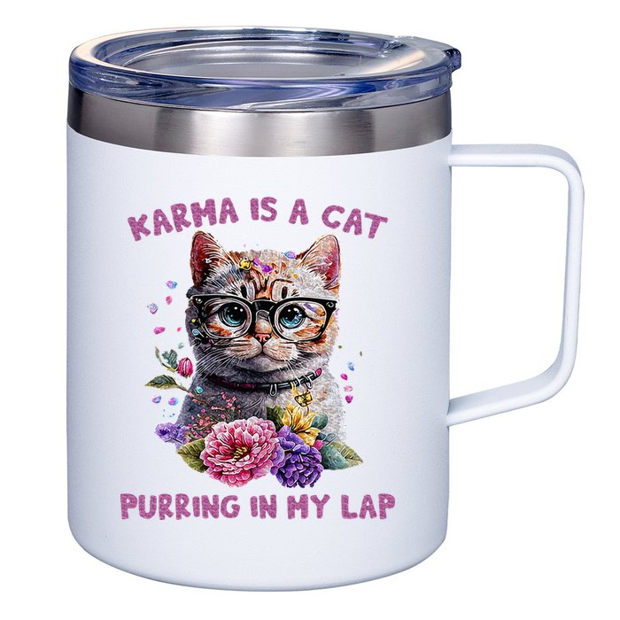 Karma Is A Cat Purring In My Lap 12oz Stainless Steel Coffee Mug