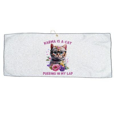 Karma Is A Cat Purring In My Lap Large Microfiber Waffle Golf Towel