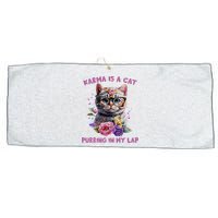 Karma Is A Cat Purring In My Lap Large Microfiber Waffle Golf Towel