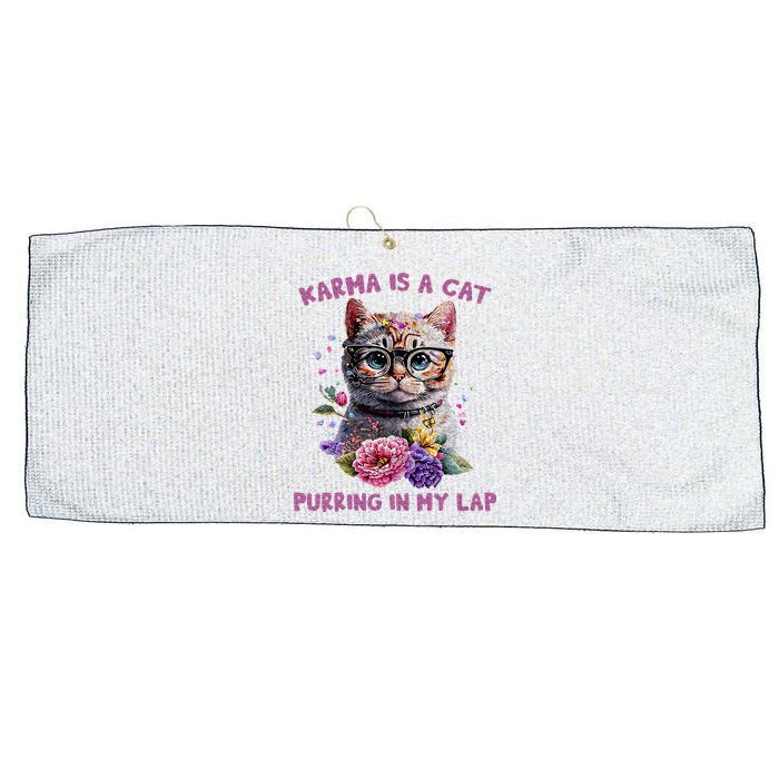Karma Is A Cat Purring In My Lap Large Microfiber Waffle Golf Towel