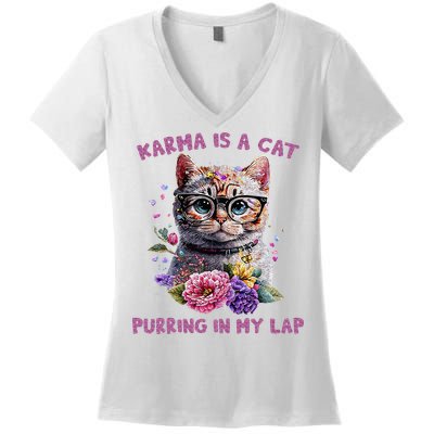 Karma Is A Cat Purring In My Lap Women's V-Neck T-Shirt