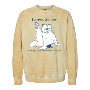 Karma Is A Cat Purring In My Lap Cause It Loves Me Cat Love Colorblast Crewneck Sweatshirt