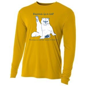 Karma Is A Cat Purring In My Lap Cause It Loves Me Cat Love Cooling Performance Long Sleeve Crew