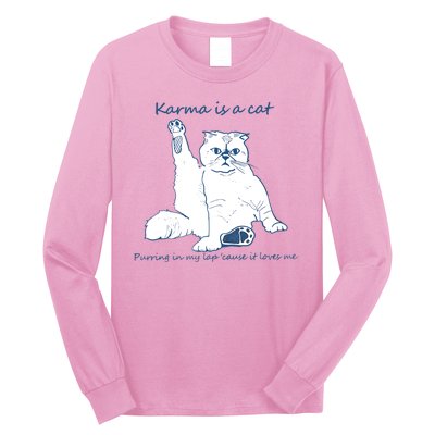 Karma Is A Cat Purring In My Lap Cause It Loves Me Cat Love Long Sleeve Shirt