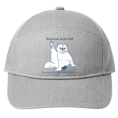 Karma Is A Cat Purring In My Lap Cause It Loves Me Cat Love 7-Panel Snapback Hat