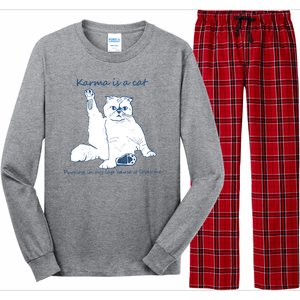 Karma Is A Cat Purring In My Lap Cause It Loves Me Cat Love Long Sleeve Pajama Set