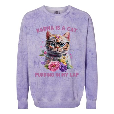 Karma Is A Cat Purring In My Lap Colorblast Crewneck Sweatshirt