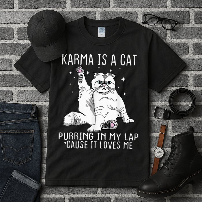 Karma Is A Cat Purring In My Lap Cause Its Loves Me Tall T-Shirt