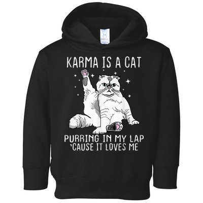 Karma Is A Cat Purring In My Lap Cause Its Loves Me Toddler Hoodie