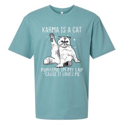 Karma Is A Cat Purring In My Lap Cause Its Loves Me Sueded Cloud Jersey T-Shirt