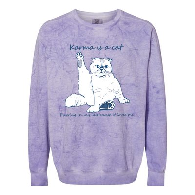 Karma Is A Cat Purring In My Lap Cause It Loves Me Colorblast Crewneck Sweatshirt