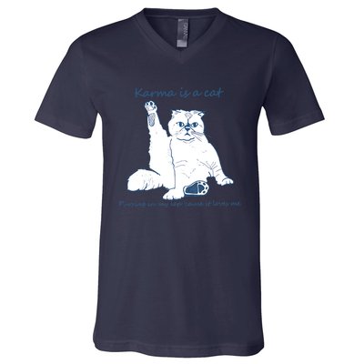 Karma Is A Cat Purring In My Lap Cause It Loves Me V-Neck T-Shirt