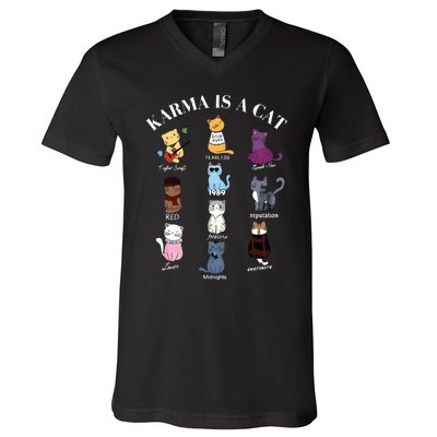 Karma Is A Cat V-Neck T-Shirt