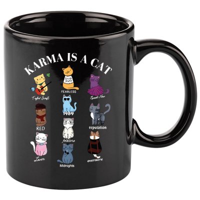 Karma Is A Cat 11oz C Handle Ceramic Mug