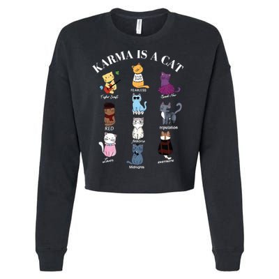 Karma Is A Cat Cropped Pullover Crew