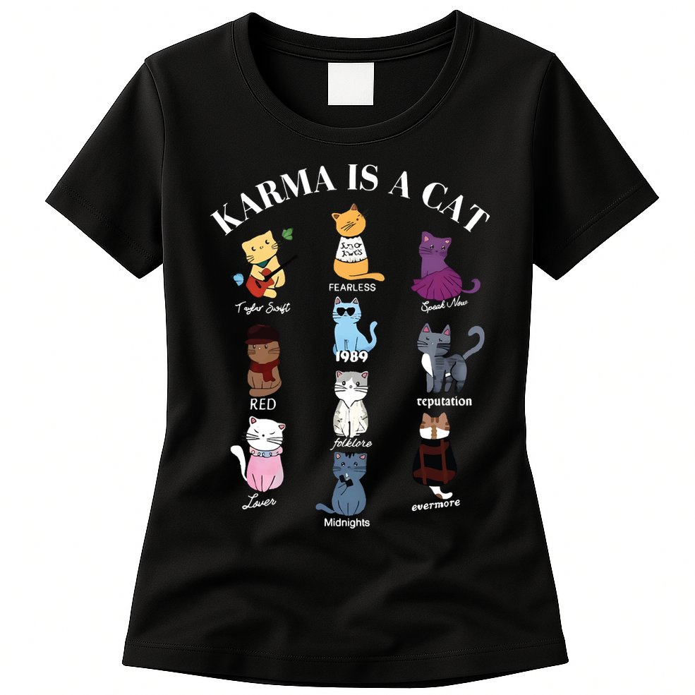 Karma Is A Cat Womens T-Shirt