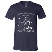 Karma Is A Cat Purring In My Lap Cause It Loves Me Cat Lover V-Neck T-Shirt