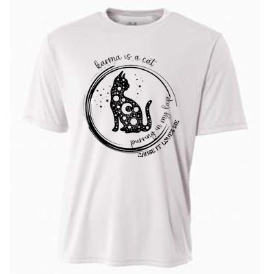 Karma Is A Cat Funny Aesthetic Cat Cooling Performance Crew T-Shirt