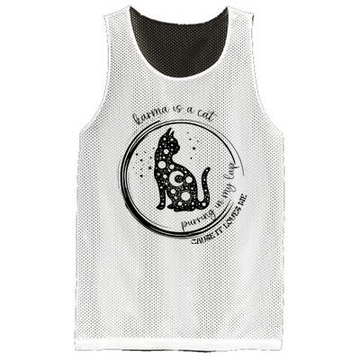 Karma Is A Cat Funny Aesthetic Cat Mesh Reversible Basketball Jersey Tank