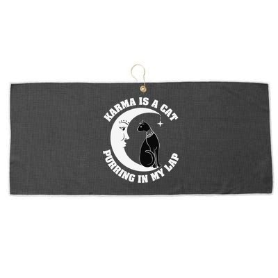 Karma Is A Cat Purring In My Lap Large Microfiber Waffle Golf Towel