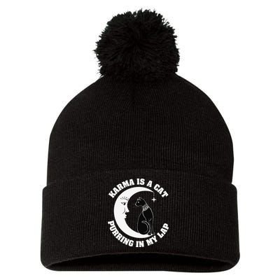 Karma Is A Cat Purring In My Lap Pom Pom 12in Knit Beanie
