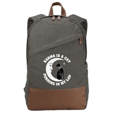 Karma Is A Cat Purring In My Lap Cotton Canvas Backpack