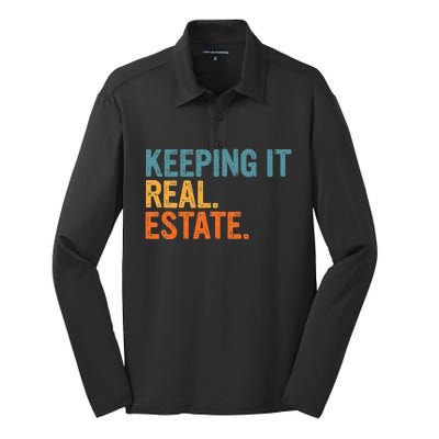 Keeping It A Real Estate Realtor Agent Property Broker Funny Silk Touch Performance Long Sleeve Polo